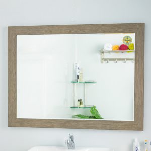 Gương Khung Gỗ Xám Ngang Nhà Tắm