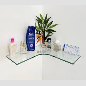 Kệ Kính Góc Khuyết Cường Lực 8ly KT 40x40cm Tặng Kèm Bộ Bát Inox 304, KB-317