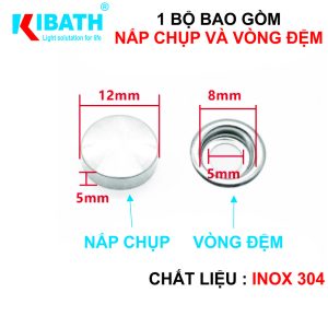 Bộ 4 Con Chụp Dấu Vít Inox 304 Phi 12 KB-940