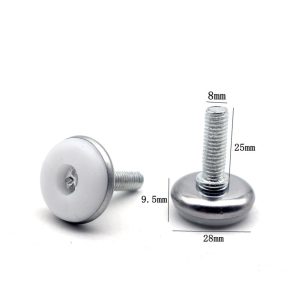 Chân Tăng Chỉnh Chiều Cao Bàn Ghế Đế Nhựa Trắng Ren M8 Đường Kính Chân 28Ly KB-982